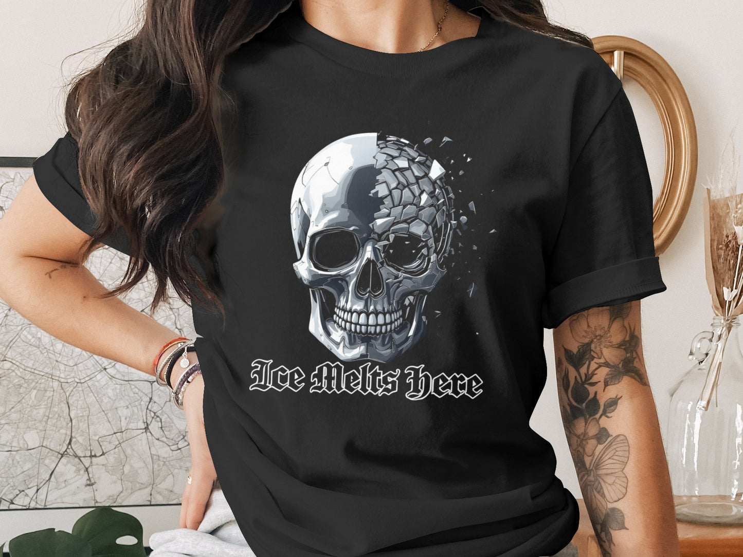 Ice Melts Here Skull Graphic Tee Shirt product type