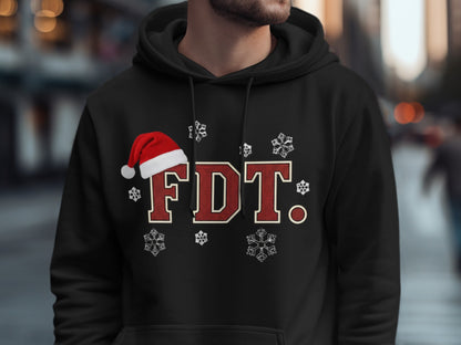 Festive FDT Hooded Sweatshirt with Snowflakes Design