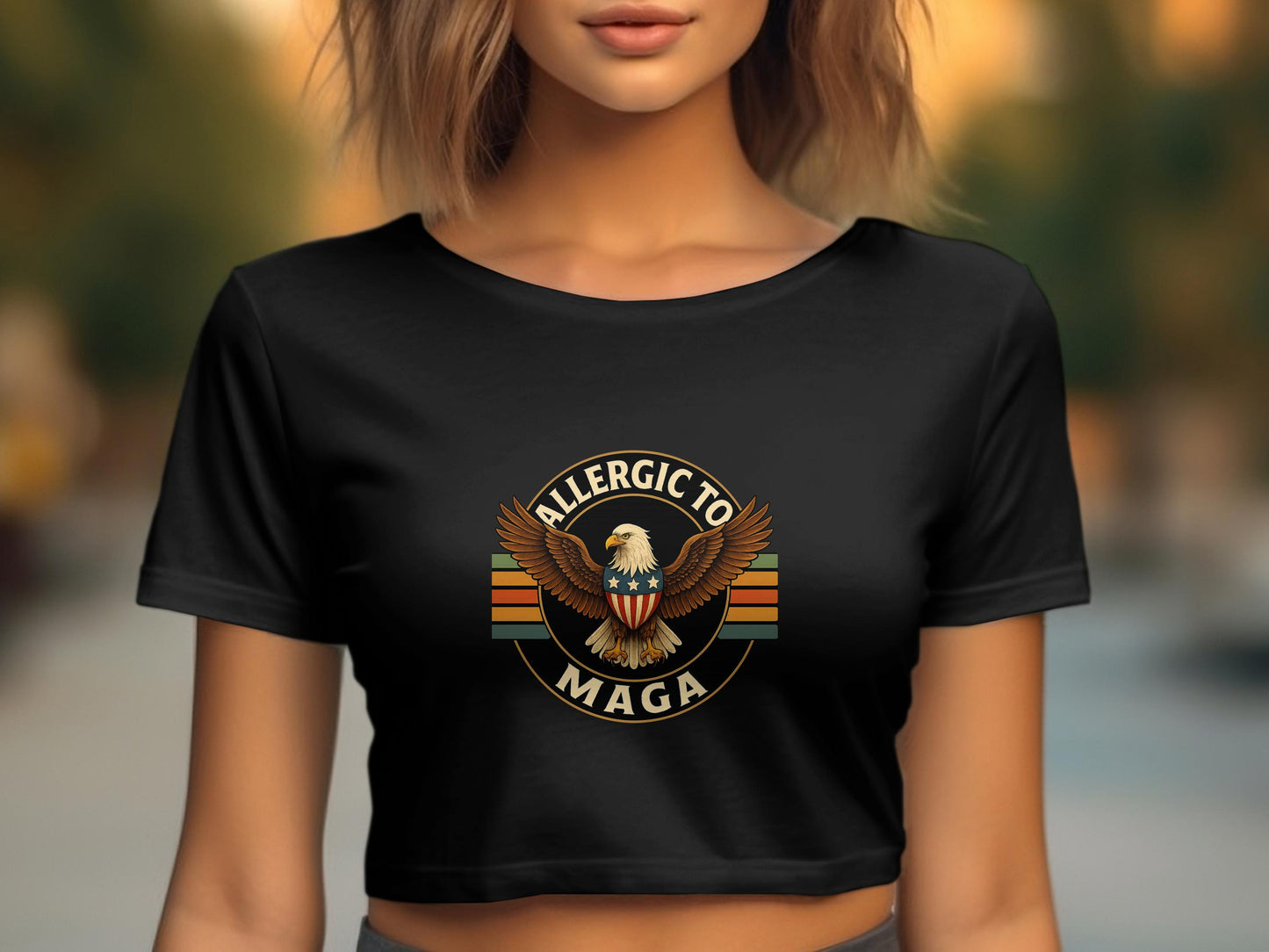 Allergic to MAGA Bold Eagle Design Crop Top product