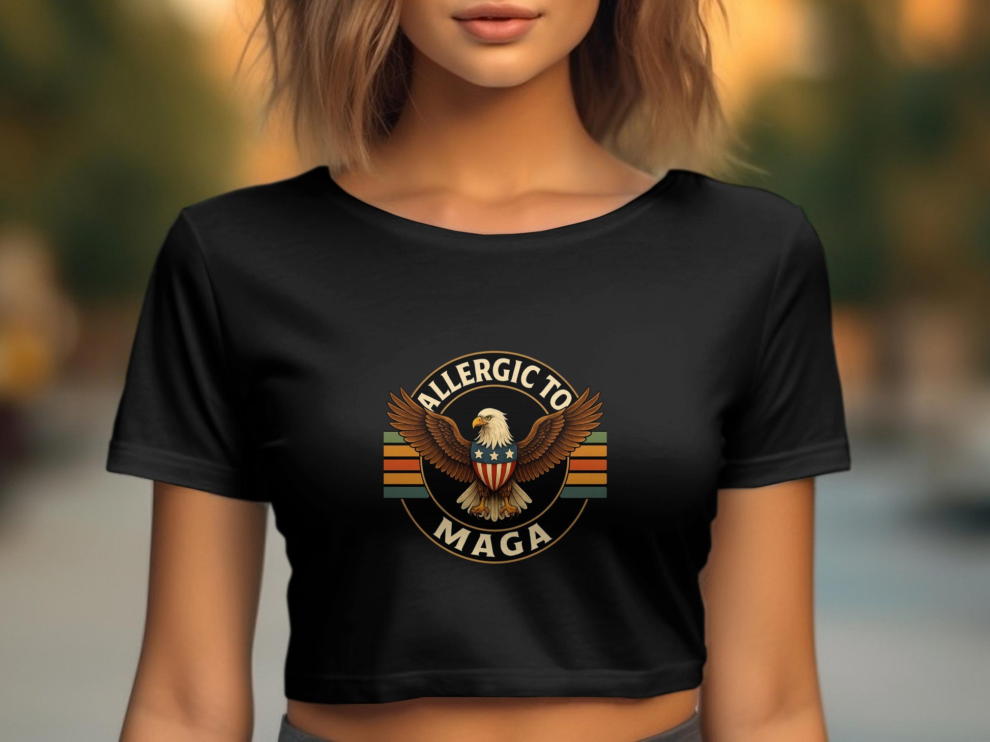 Allergic to MAGA Bold Eagle Design Crop Top product