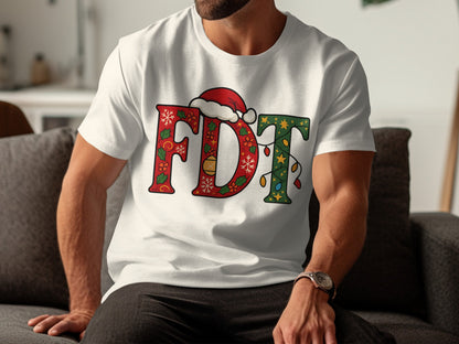 FDT Christmas Inspired Design Santa Hat Graphic T-Shirt