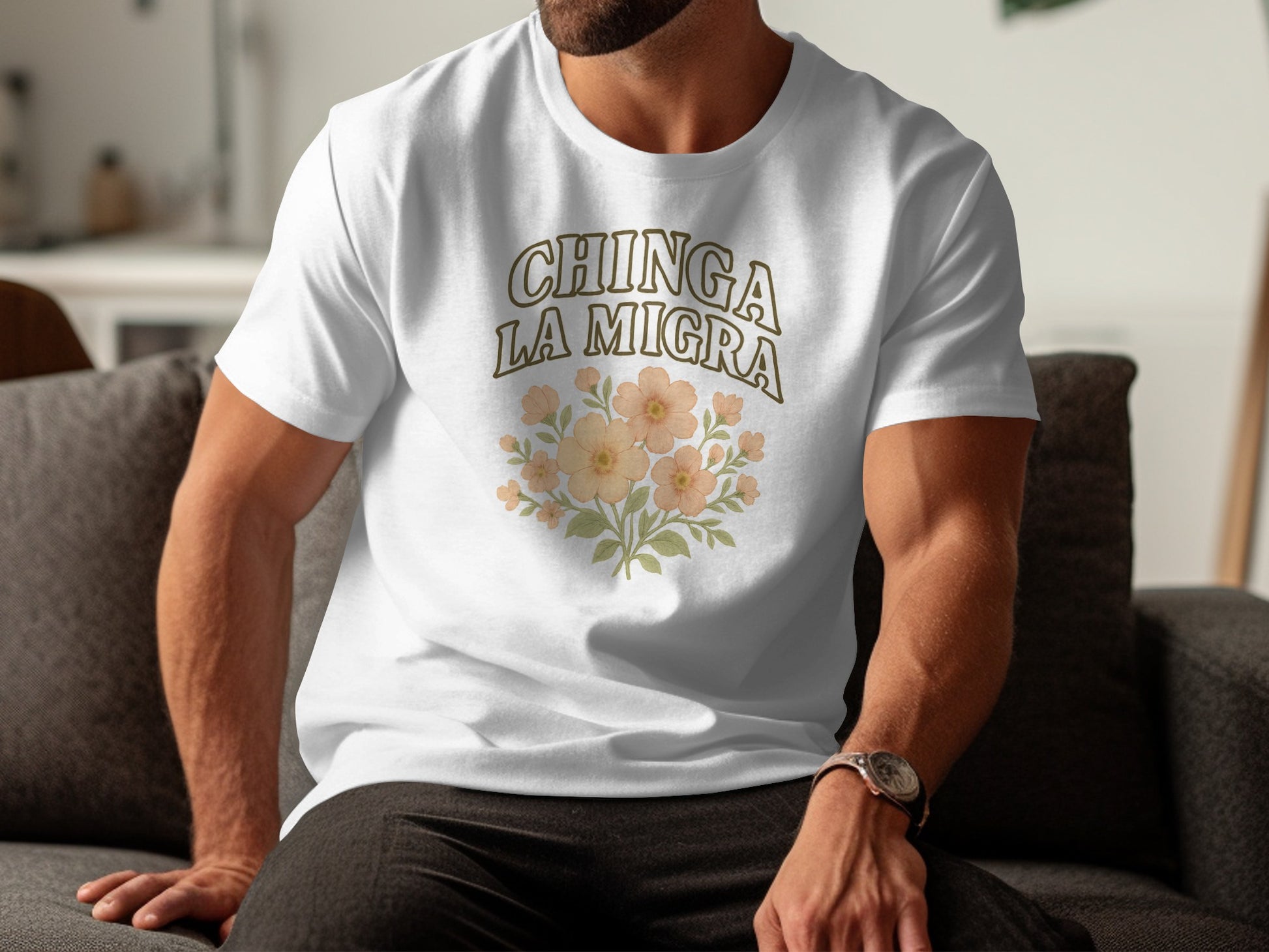Chinga La Migra Flower Graphic Tee Shirt product