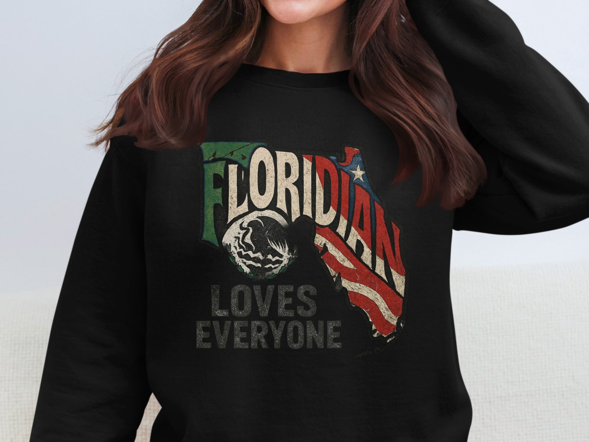 Floridian Loves Everyone Design Black Sweatshirt product type