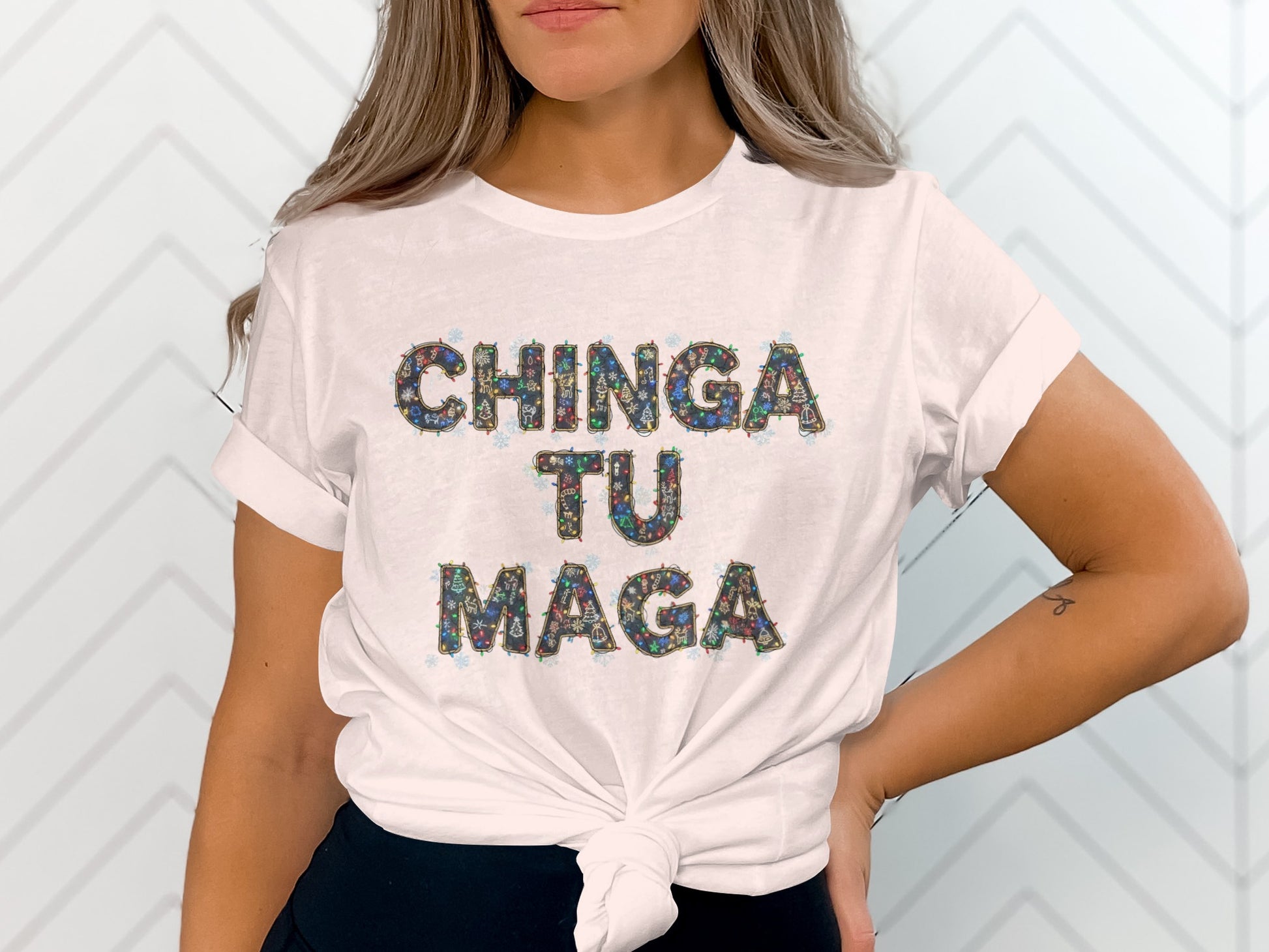 Chinga Tu Maga Graphic Tee with Bold Lettering