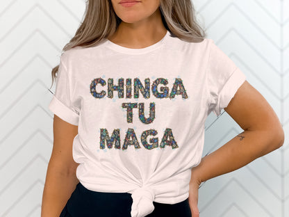 Chinga Tu Maga Graphic Tee with Bold Lettering