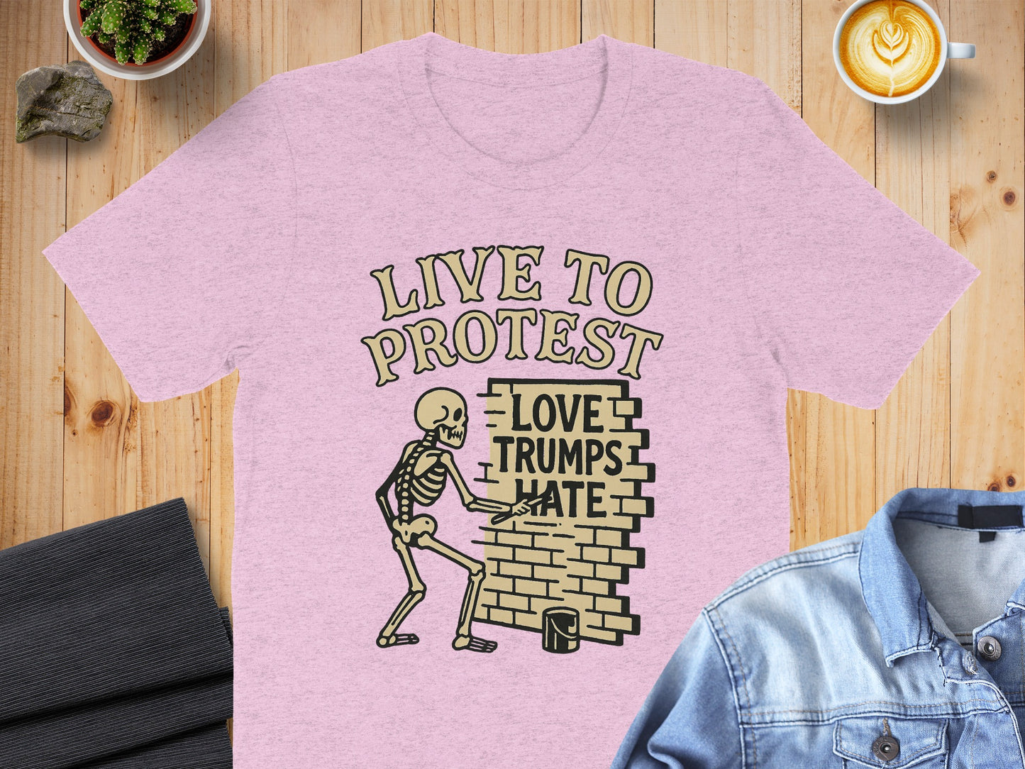 Live to Protest Love Trumps Hate Skeleton Shirt Product