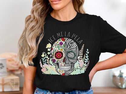 Ice Mela Pela Unique Floral Skull Graphic Tee product type