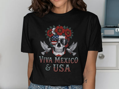 Viva Mexico & USA Skull Graphic T-Shirt product type
