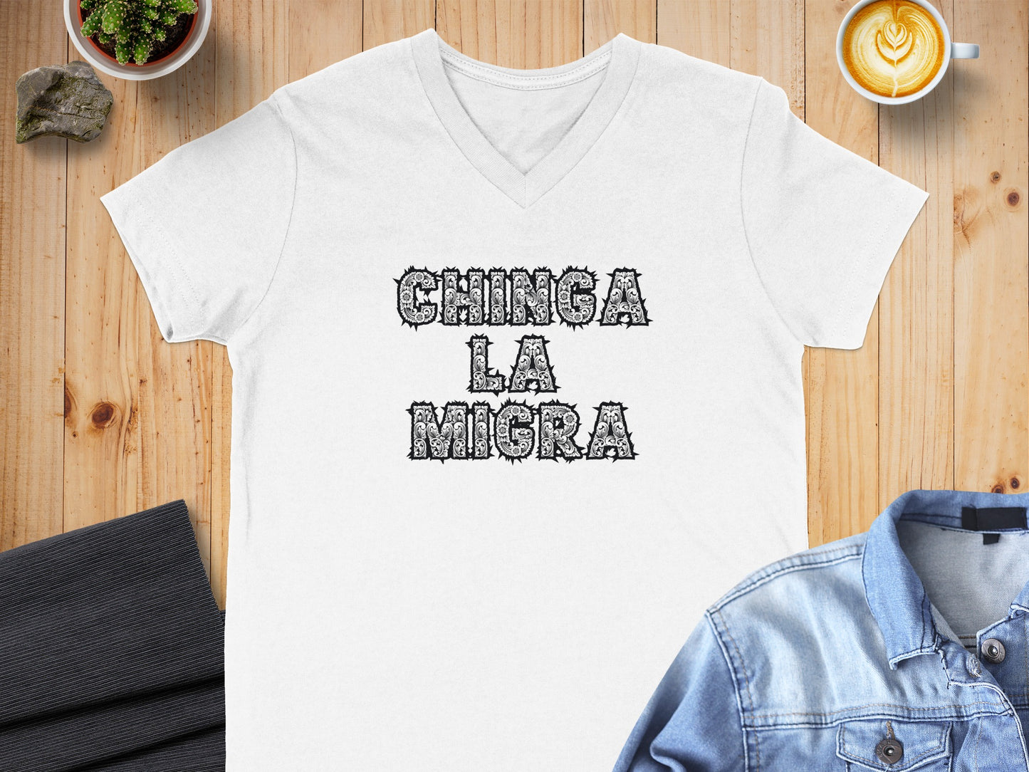 Chinga La Migra Text Printed T-Shirt product type