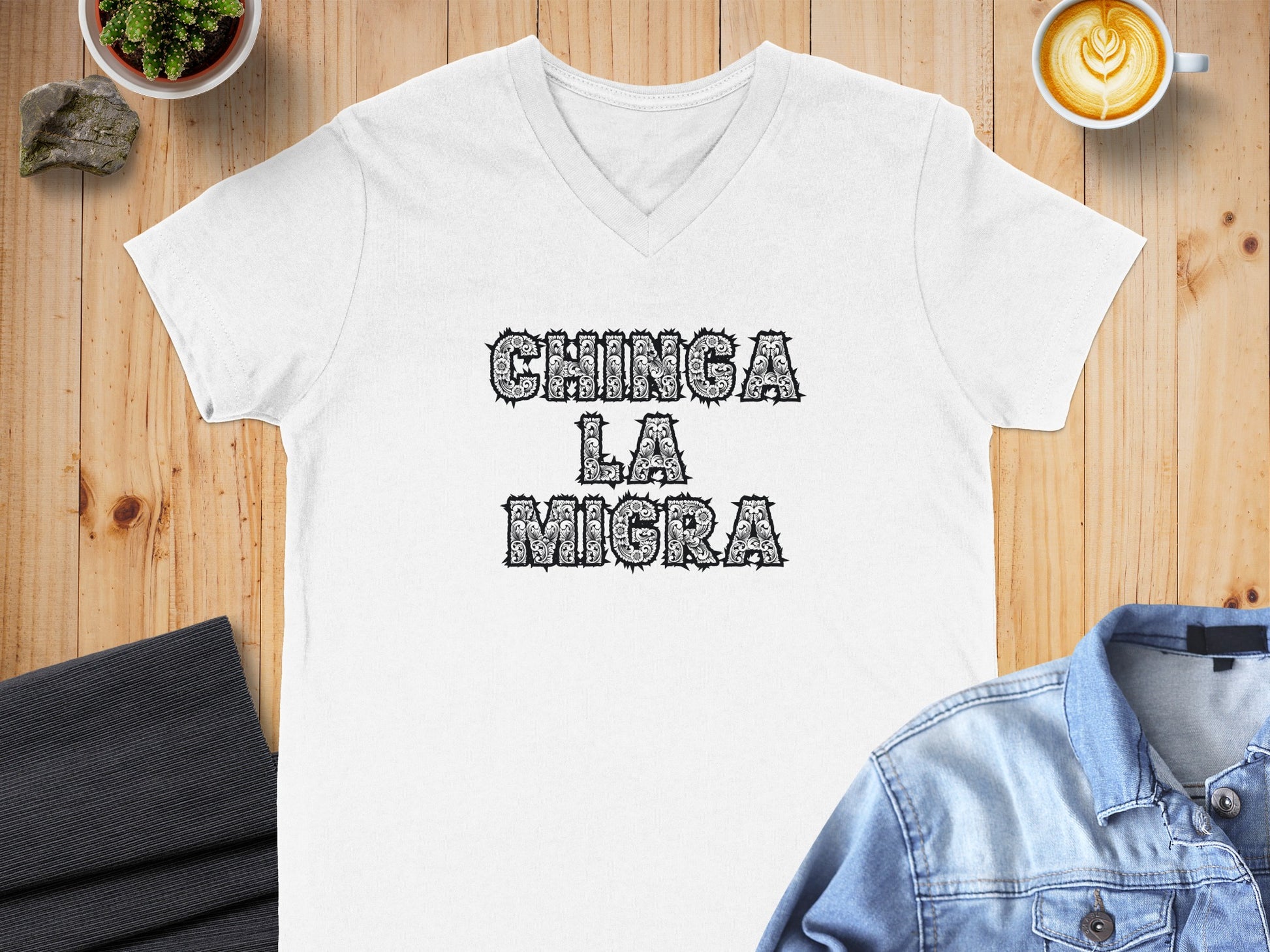 Chinga La Migra Text Printed T-Shirt product type