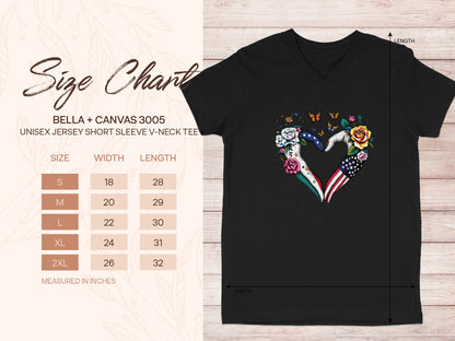 Colorful Heart Graphic American Flag V-Neck Tee product