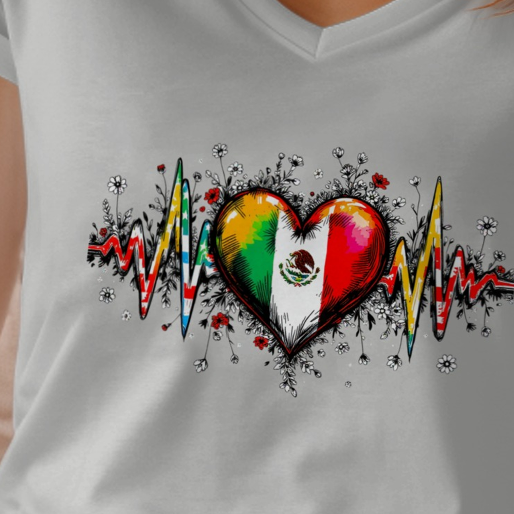 Heartbeat Floral Mexican Flag Heartbeat Graphic product type
