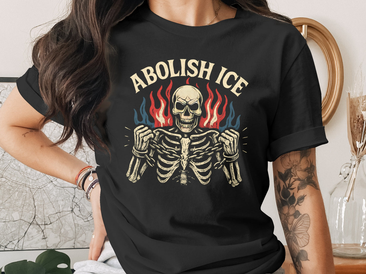 Abolish Ice Skeleton Graphic Tee Shirt product