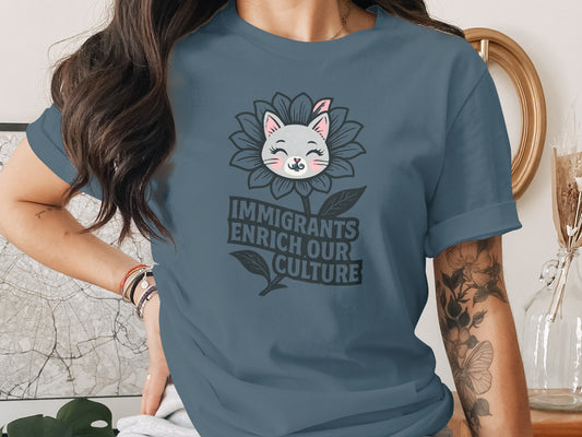 Immigrants Enrich Our Culture Cat Graphic T-Shirt