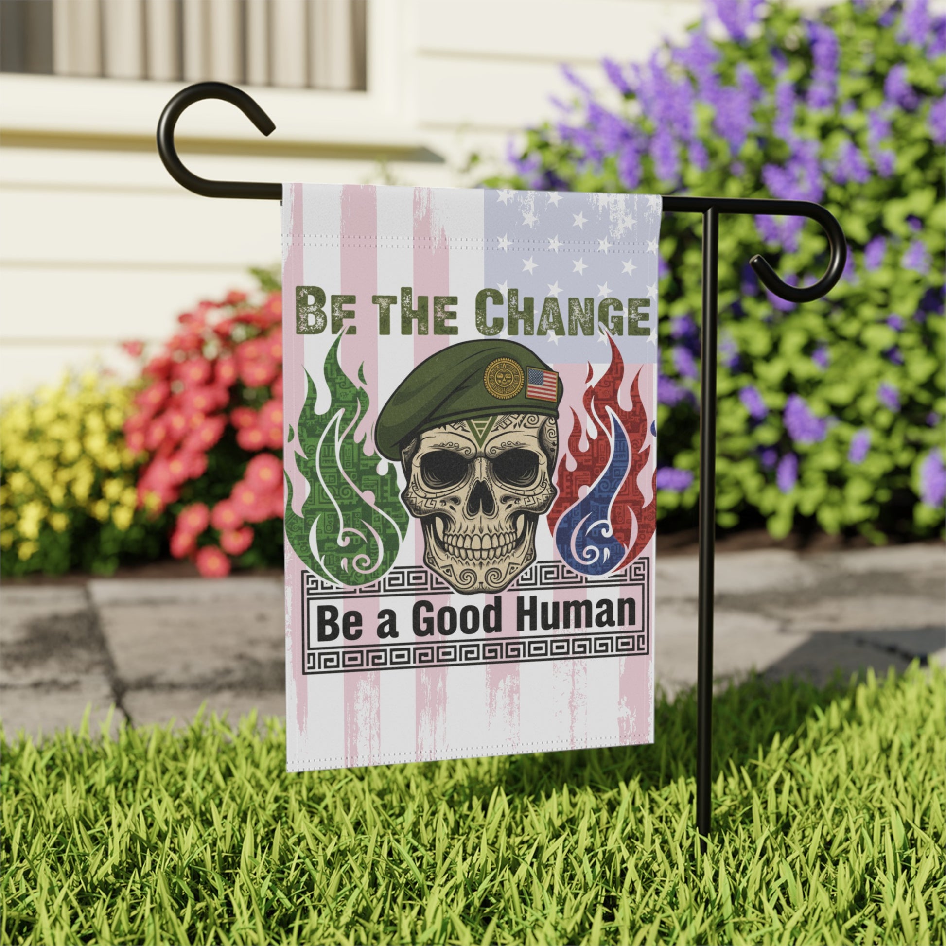Be The Change Skull Soldier Garden Flag Decor