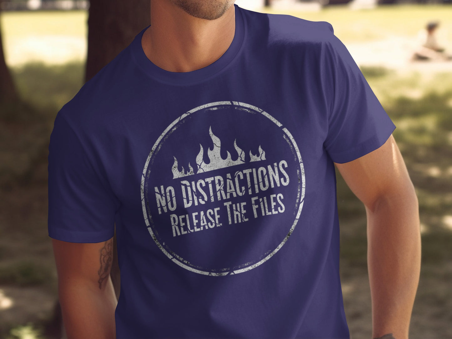 No Distractions Release The Files Graphic Tee