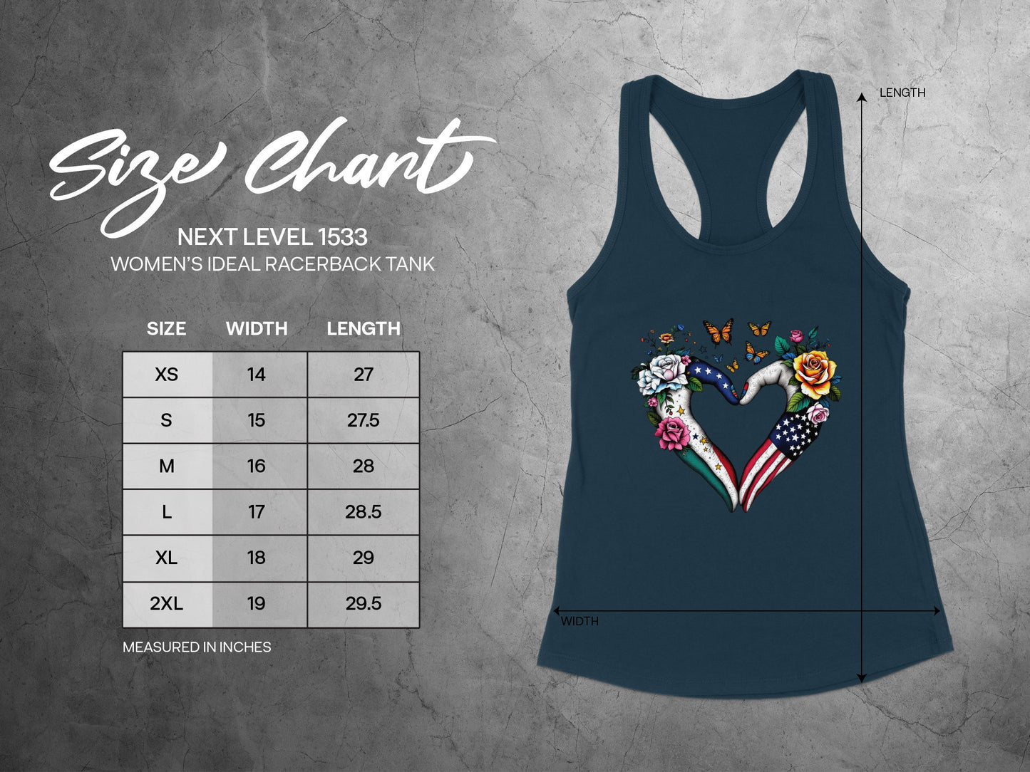 Heart Shaped Floral and Flag Racerback Tank Top
