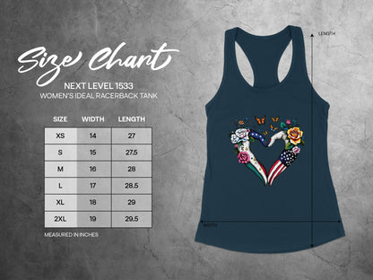 Heart Shaped Floral and Flag Racerback Tank Top