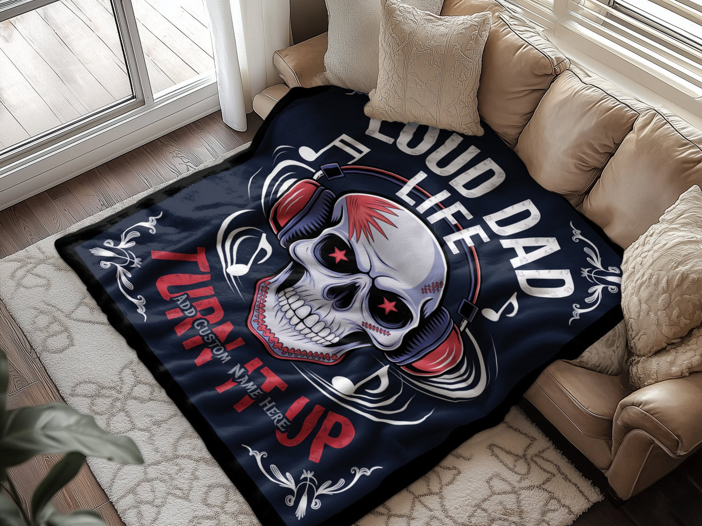 Loud Dad Life Skull Graphic Design Blanket product type