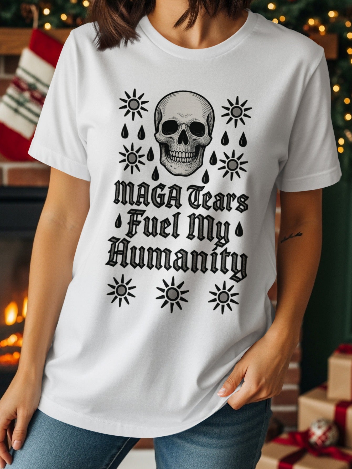 MAGA Tears Fuel My Humanity Skull Graphic Shirt