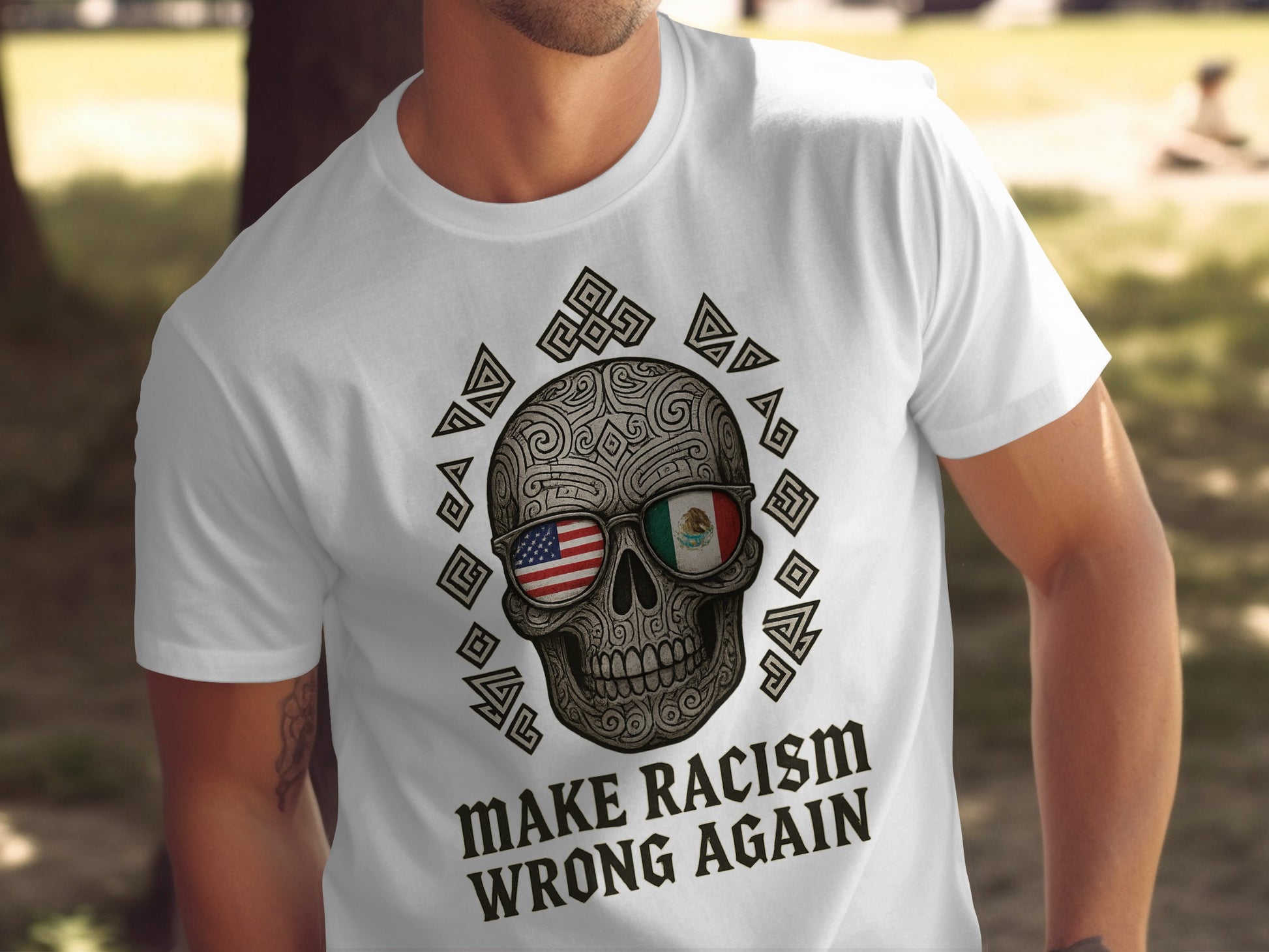 Make Racism Wrong Again Skull Design T-shirt