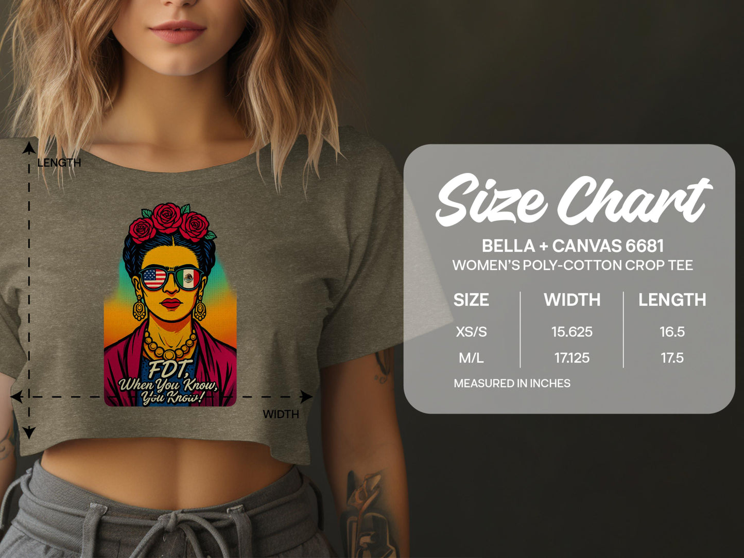 Frida Graphic Bella Canvas Women's Crop Tee product
