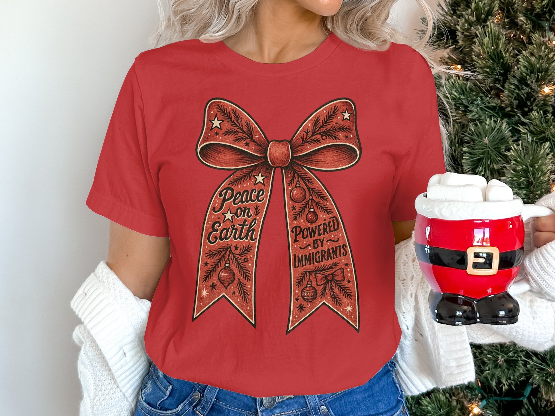 Peace on Earth Powered by Immigrants t-shirt