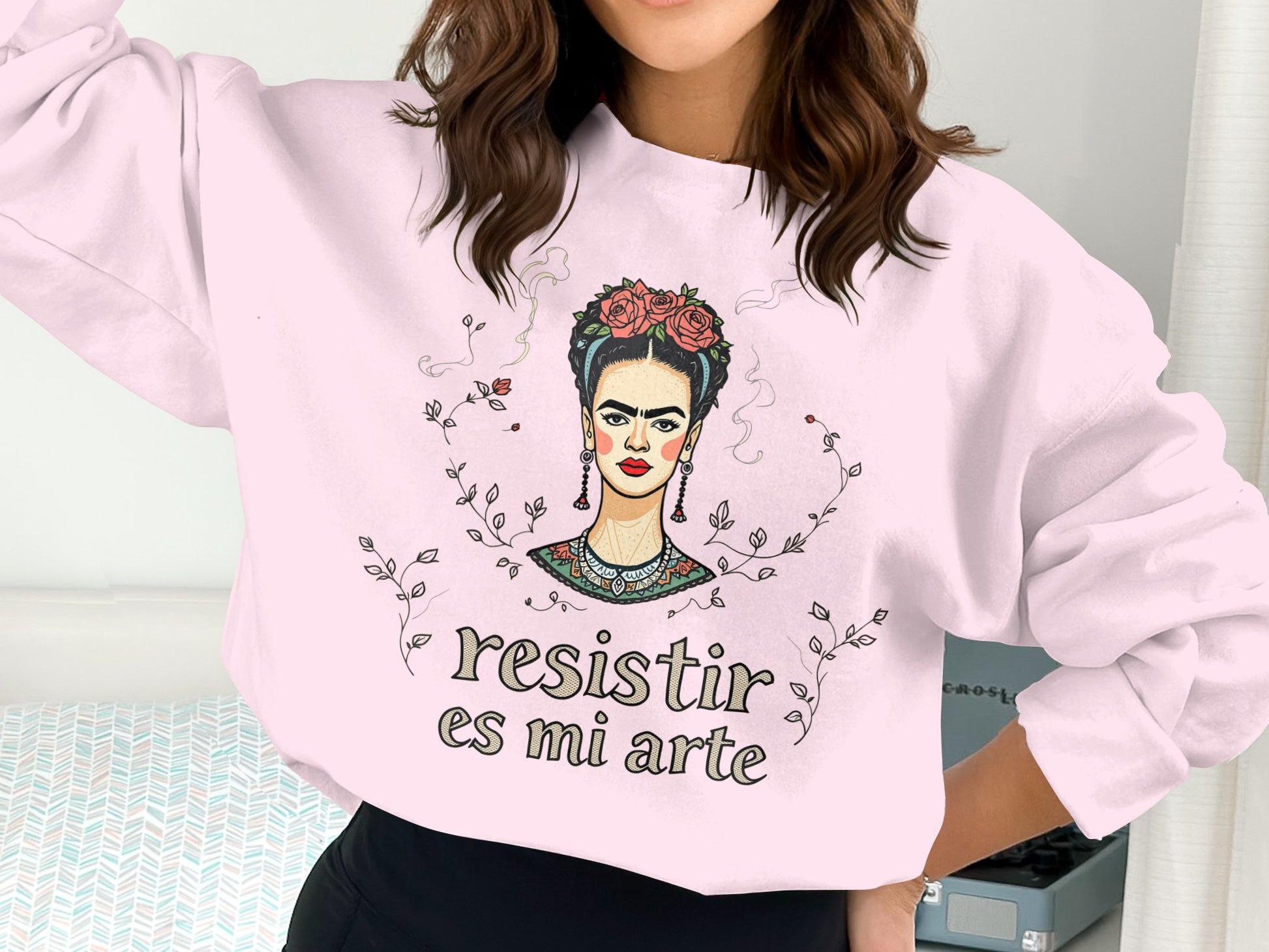 Frida Inspired Resistir es mi Arte Graphic Sweatshirt