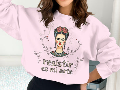 Frida Inspired Resistir es mi Arte Graphic Sweatshirt