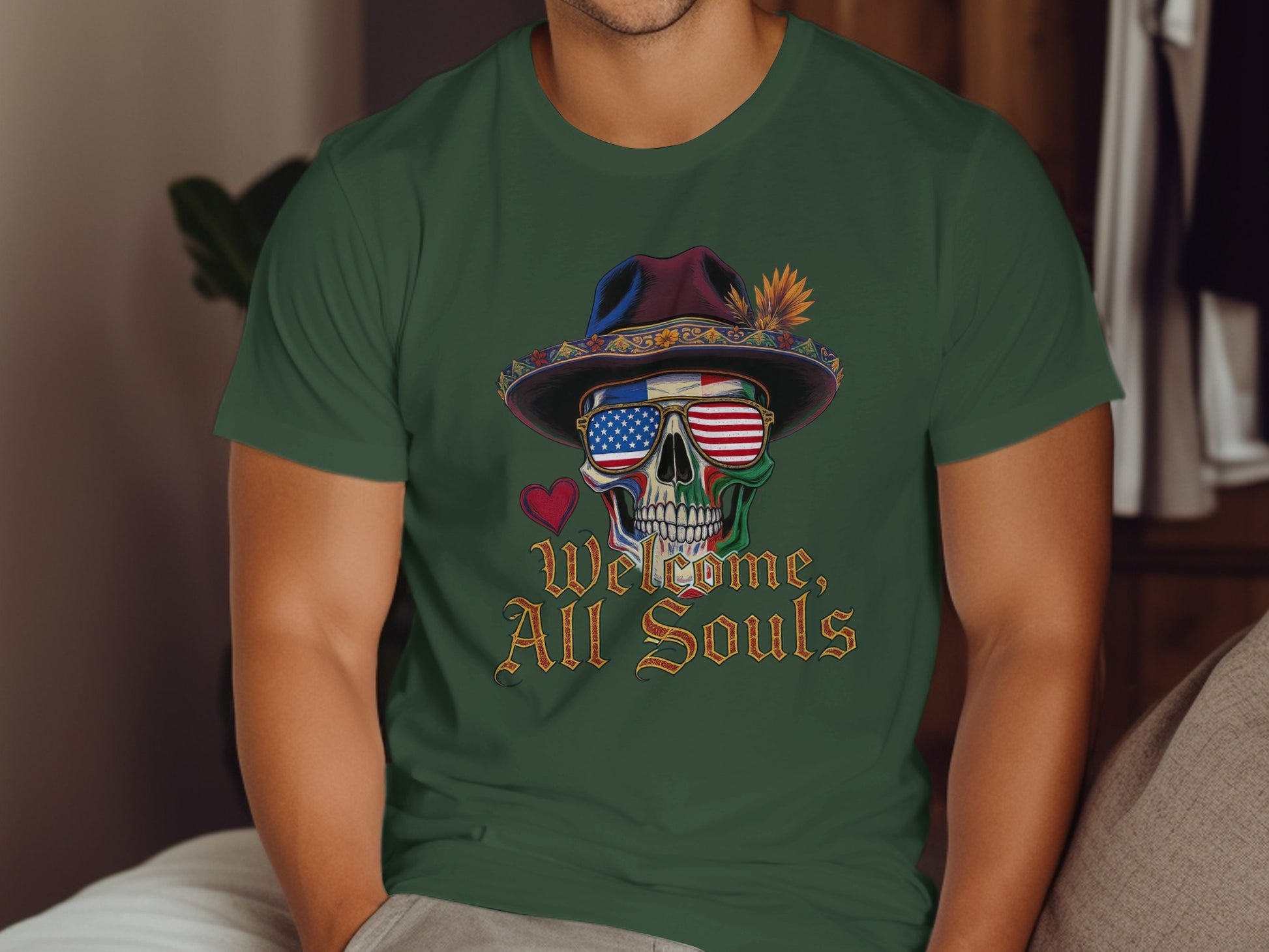 Welcome All Souls Skull Wearing Hat T Shirt product type