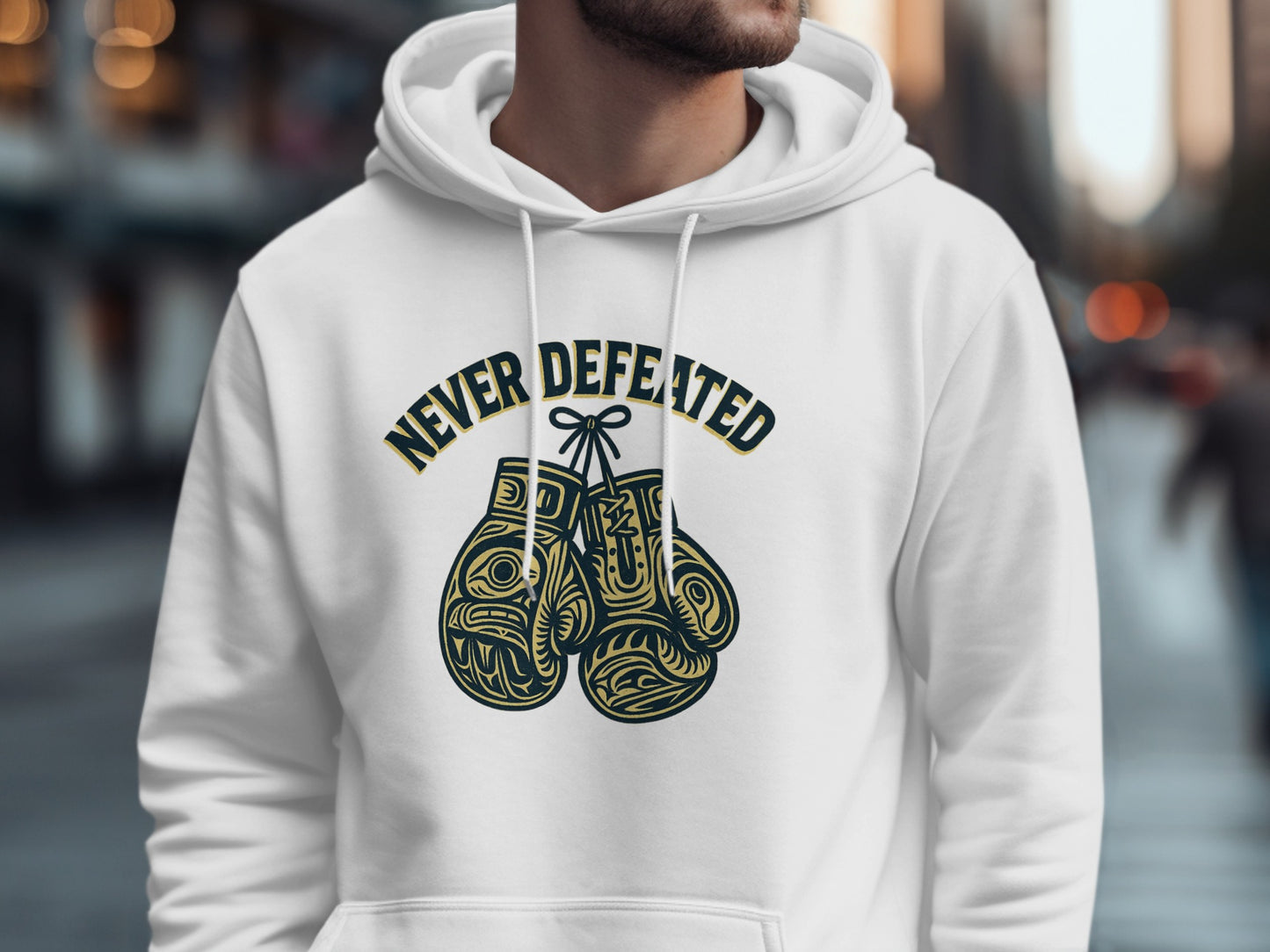 Never Defeated Boxing Gloves Graphic Hoodie product type