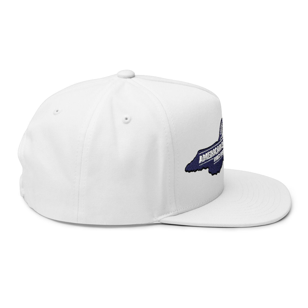 Adjustable Embroidered White Snapback Hat with Graphic