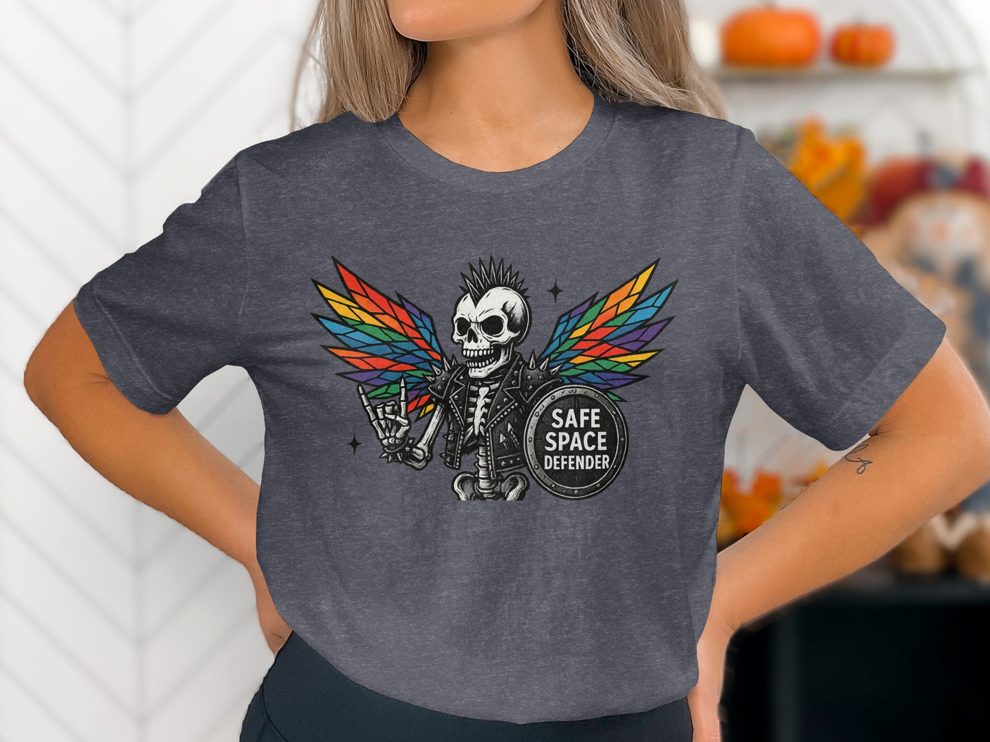 Safe Space Defender Skull Rainbow Wings Shirt product type