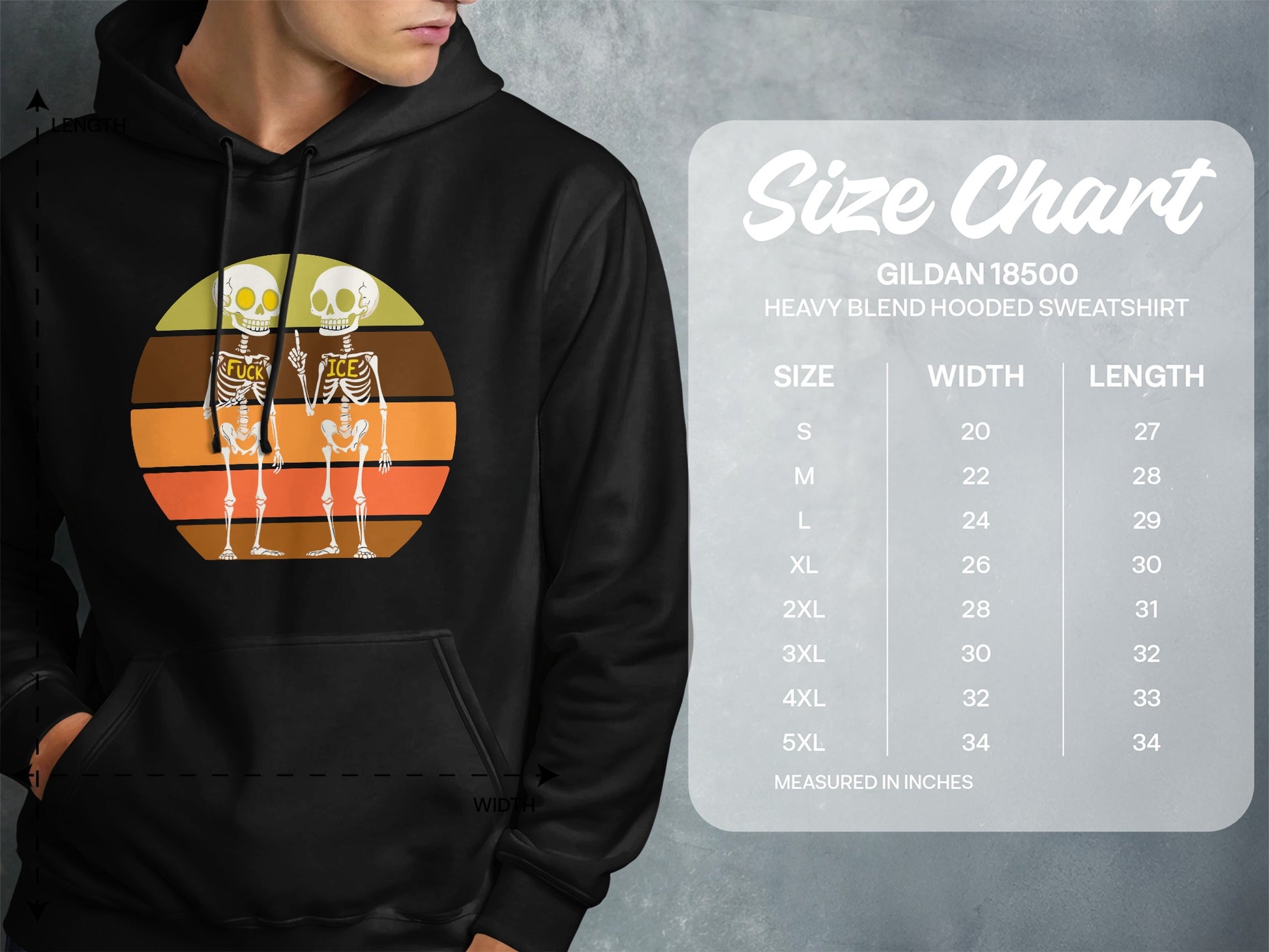 Vintage Sunset Skeletons Graphic Hooded Sweatshirt product type