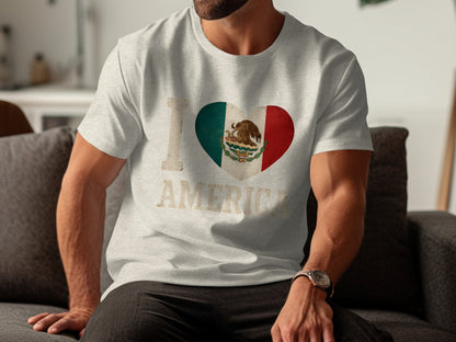 I Love America Mexican Flag Heart Design T-Shirt product