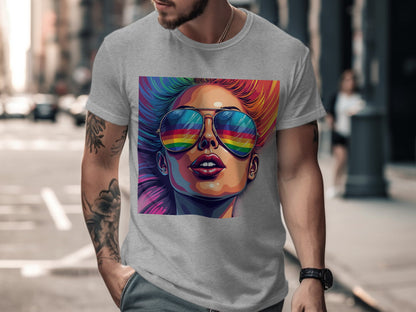Vibrant Rainbow Sunglasses Artwork on Unique T-Shirt product