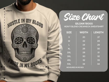Hustle In My Blood Skull Design Crewneck Sweatshirt