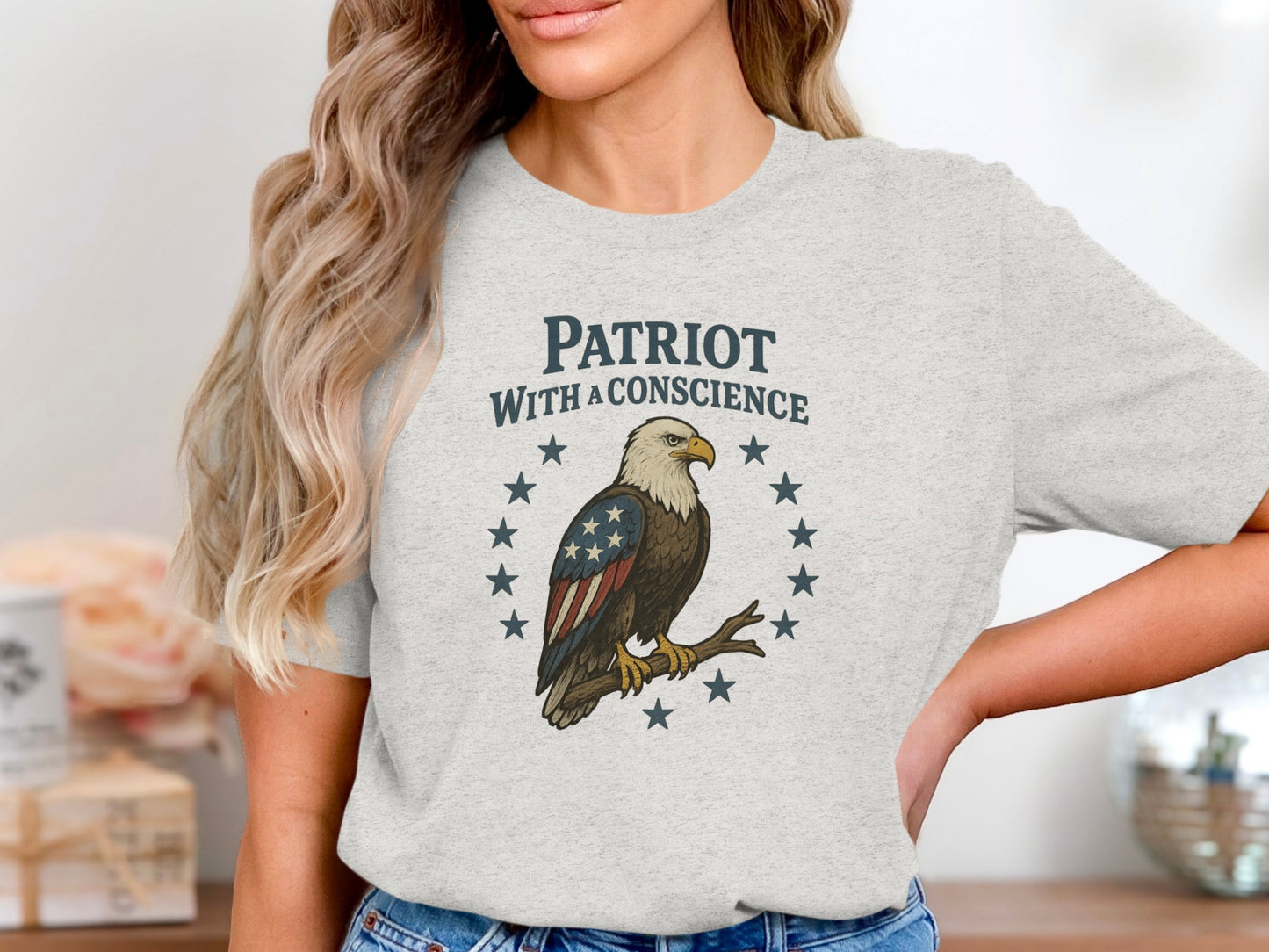 Patriot With A Conscience Eagle Graphic T-Shirt product