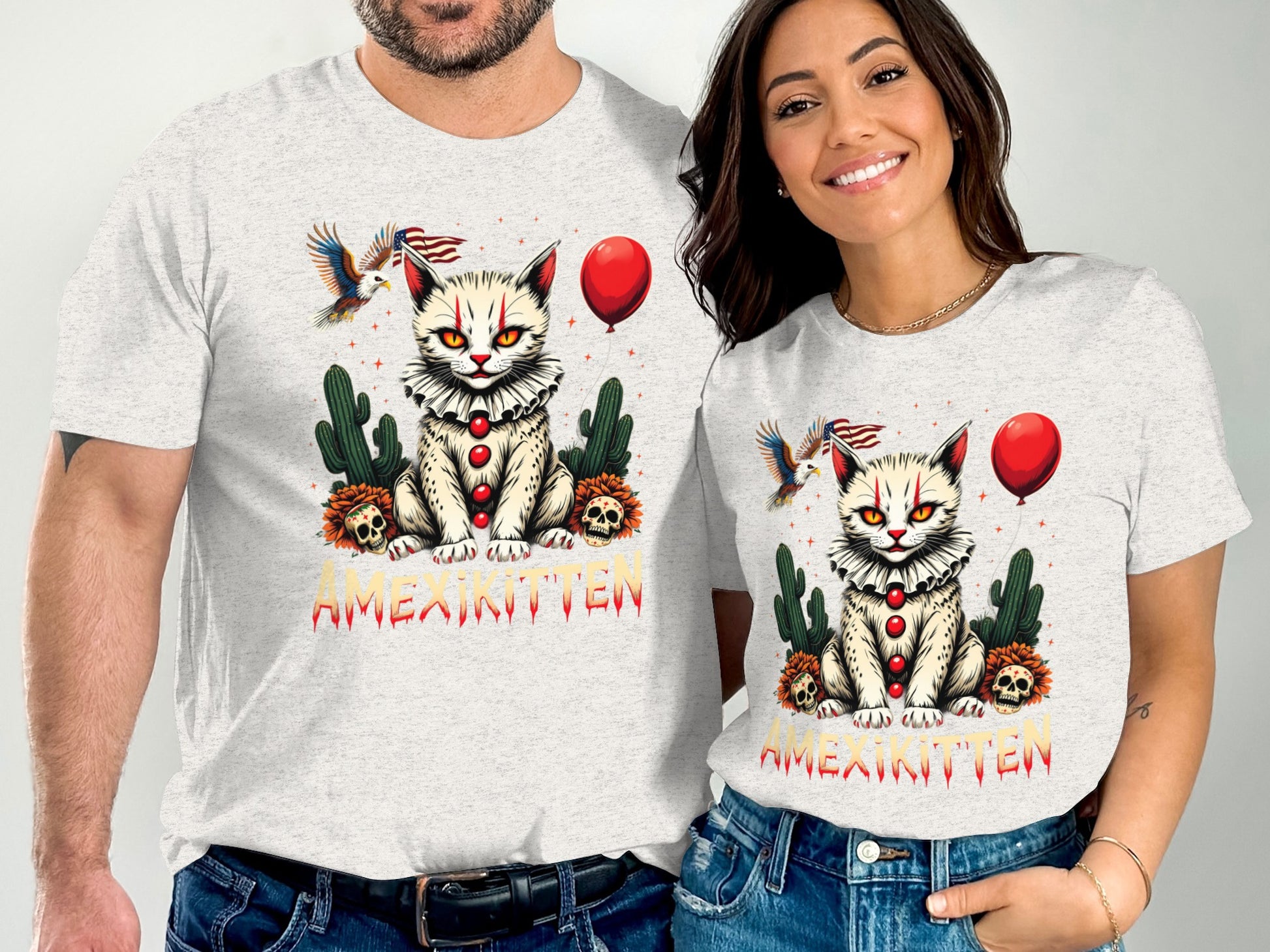 Creepy Kitten and Balloons Graphic T-Shirt product