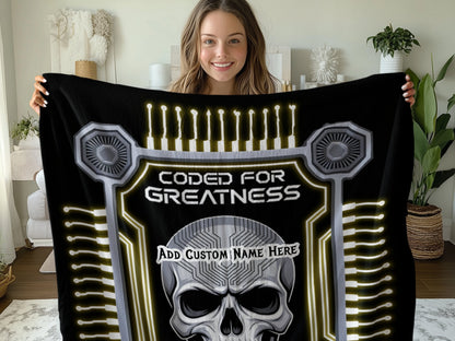 Coded For Greatness Skull Design Blanket product type