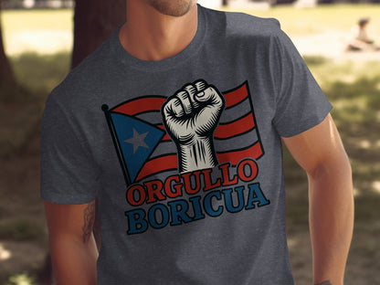 Orgullo Boricua Fist and Flag Design T-shirt product