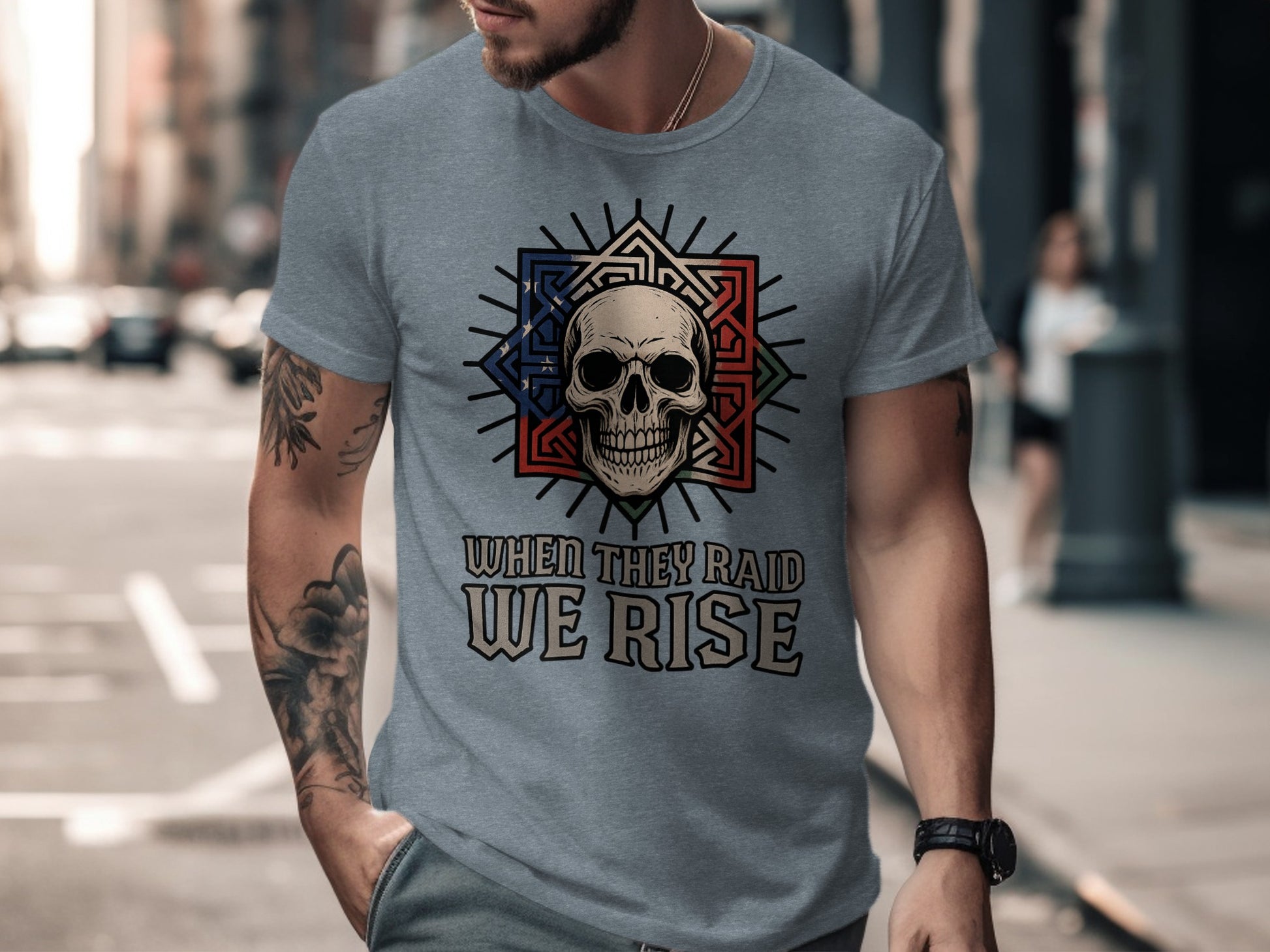 When They Raid We Rise Skull T-Shirt Product