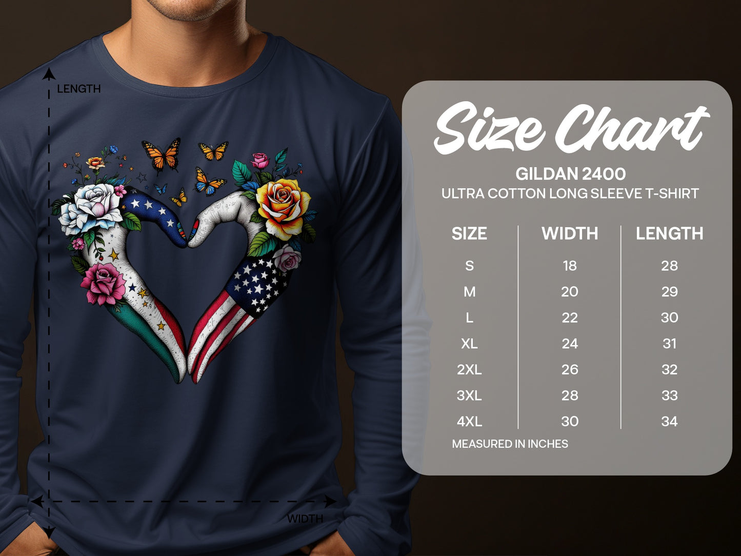 Floral Heart Design Long Sleeve T-shirt