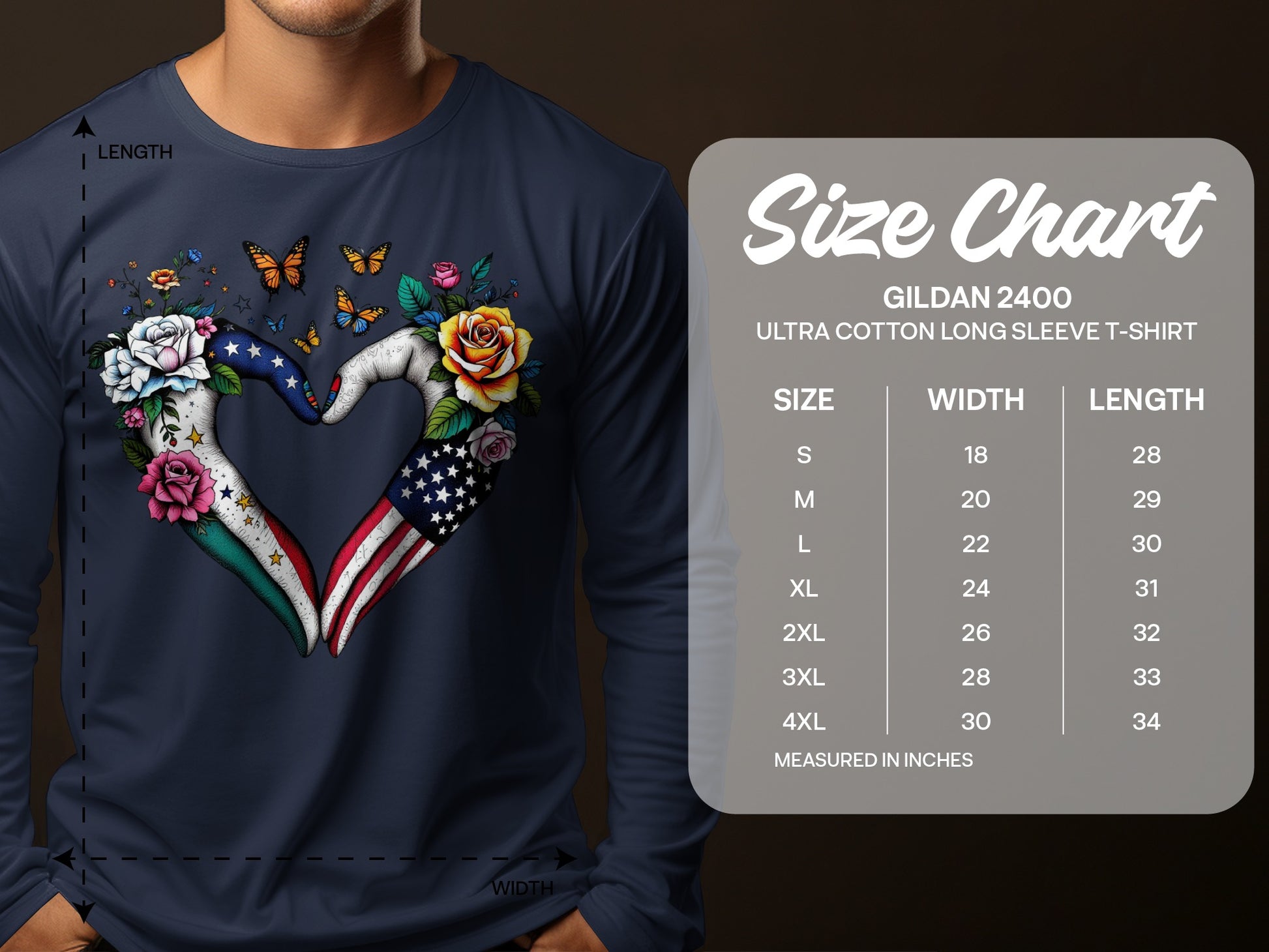 Floral Heart Design Long Sleeve T-shirt