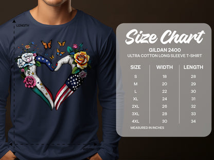 Floral Heart Design Long Sleeve T-shirt
