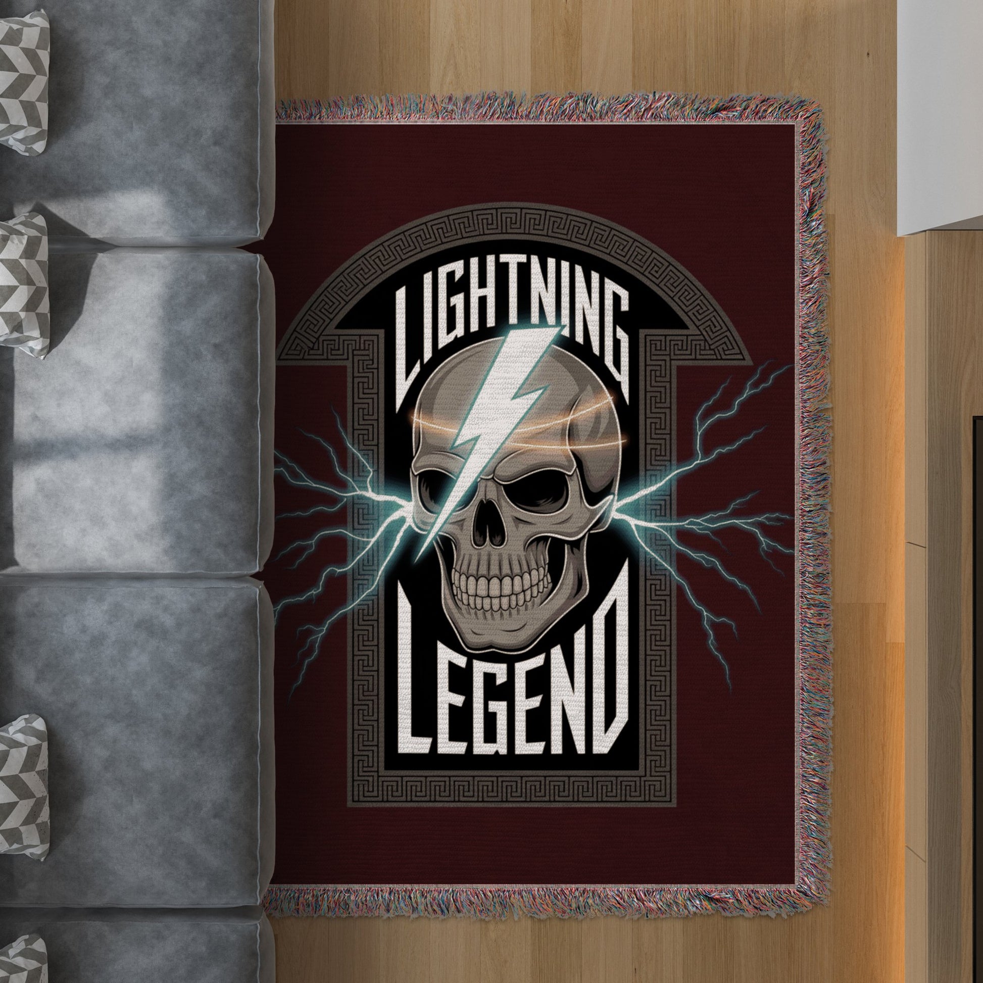 Lightning Skull Legend Graphic Rug product