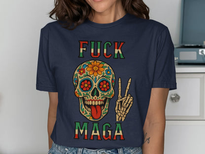 Colorful Skull Fuck Maga Graphic Tee Shirt product