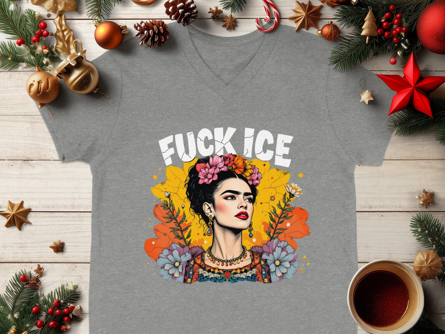 Frida Kahlo Inspired Holiday Vibes Statement Tee