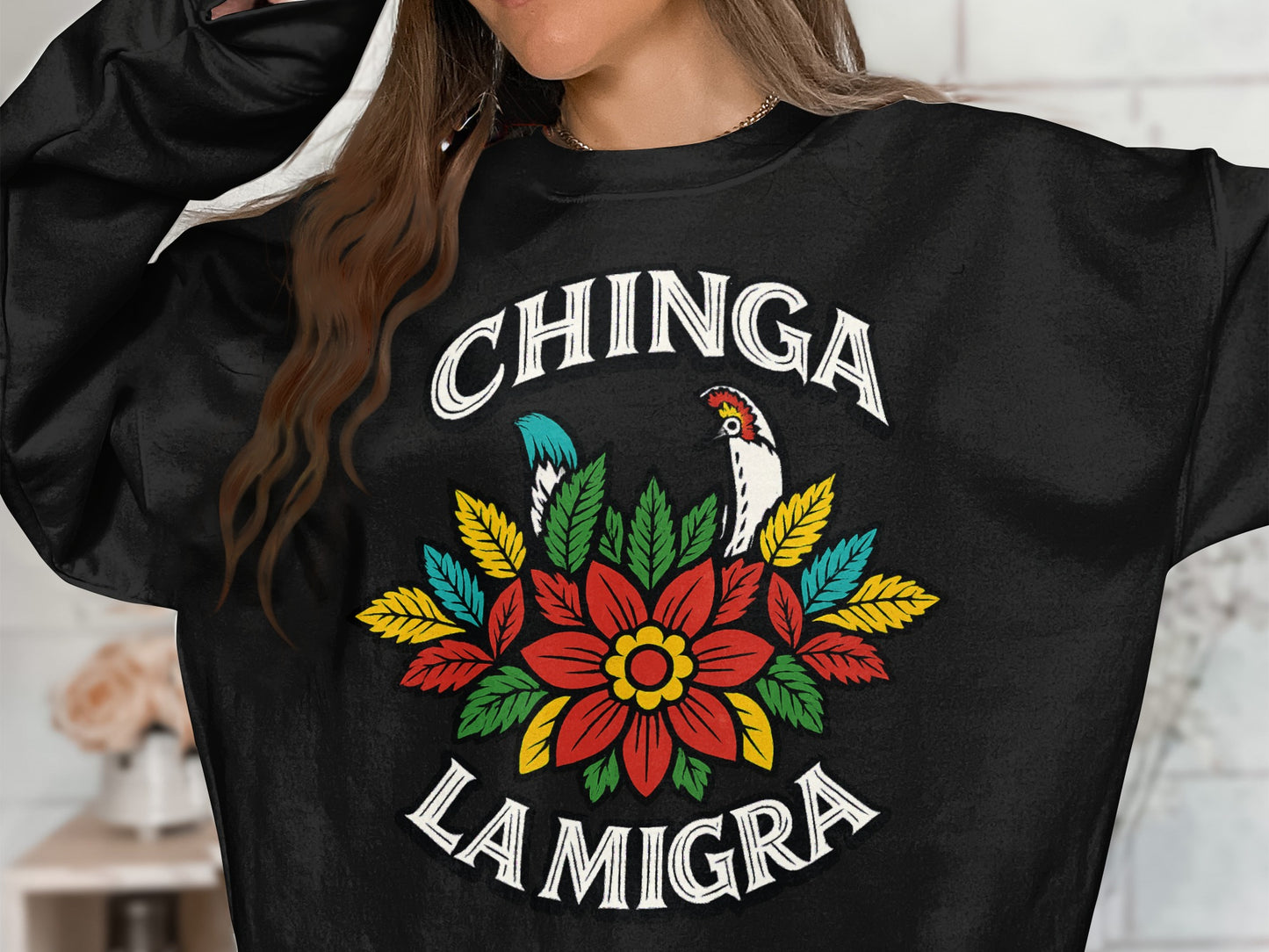 Chinga La Migra Vibrant Floral Graphic Top product type