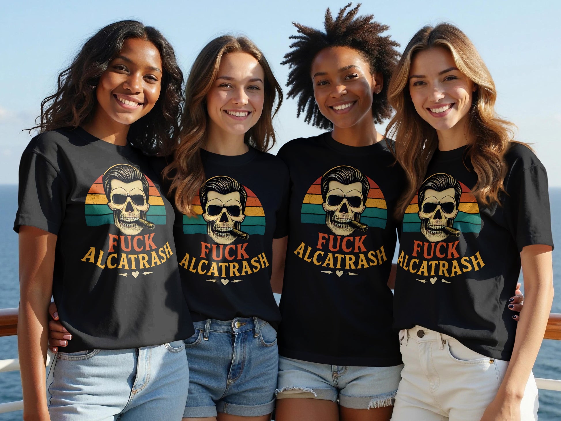 Retro Style F**k Alcatrash Skull Design T-Shirt product